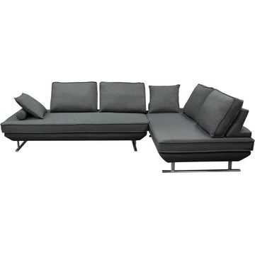 2PC Lounge Seating Platforms With Moveable Backrest Supports Grey Fabric
