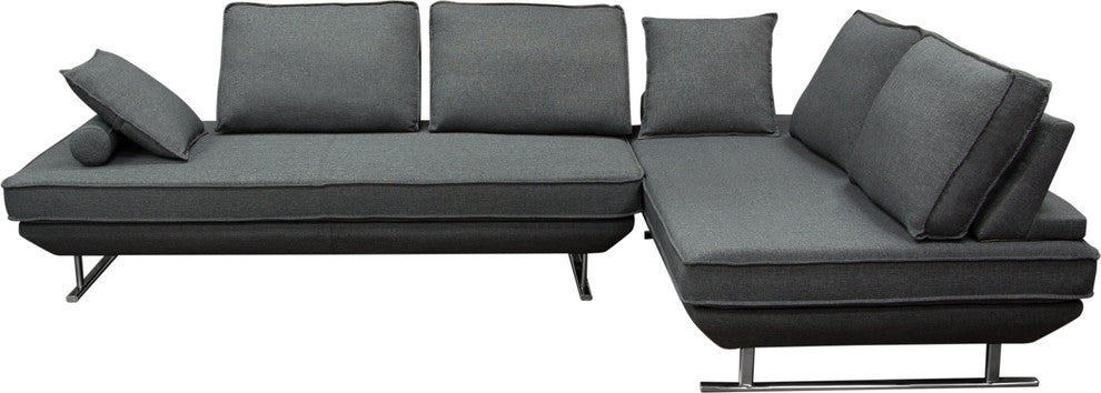 2PC Lounge Seating Platforms With Moveable Backrest Supports Grey Fabric