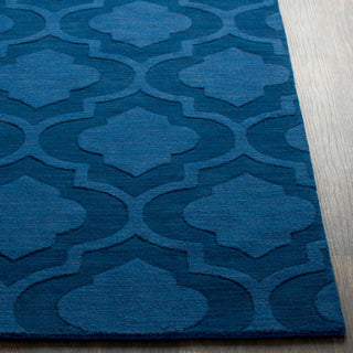 Central Park Solid and Border Dark Blue Area Rug, 6'x9'