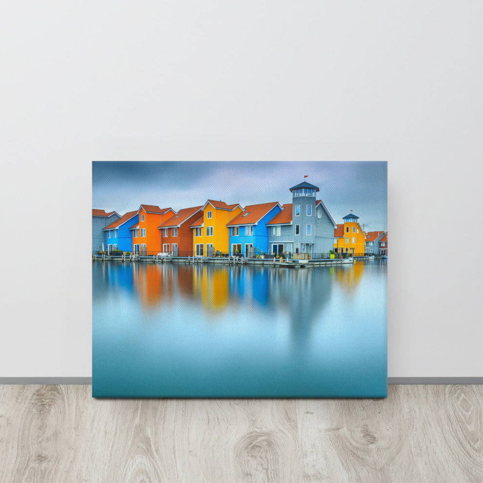 Blue Morning at Waters Edge Groningen Netherlands Canvas Prints, 16" X 20"