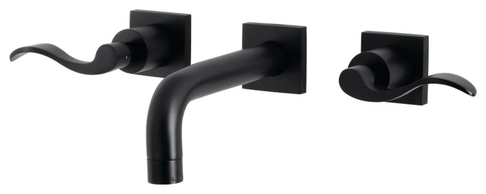 Kingston Brass KS6120DFL Two-Handle Wall Mount Bathroom Faucet, Matte Black