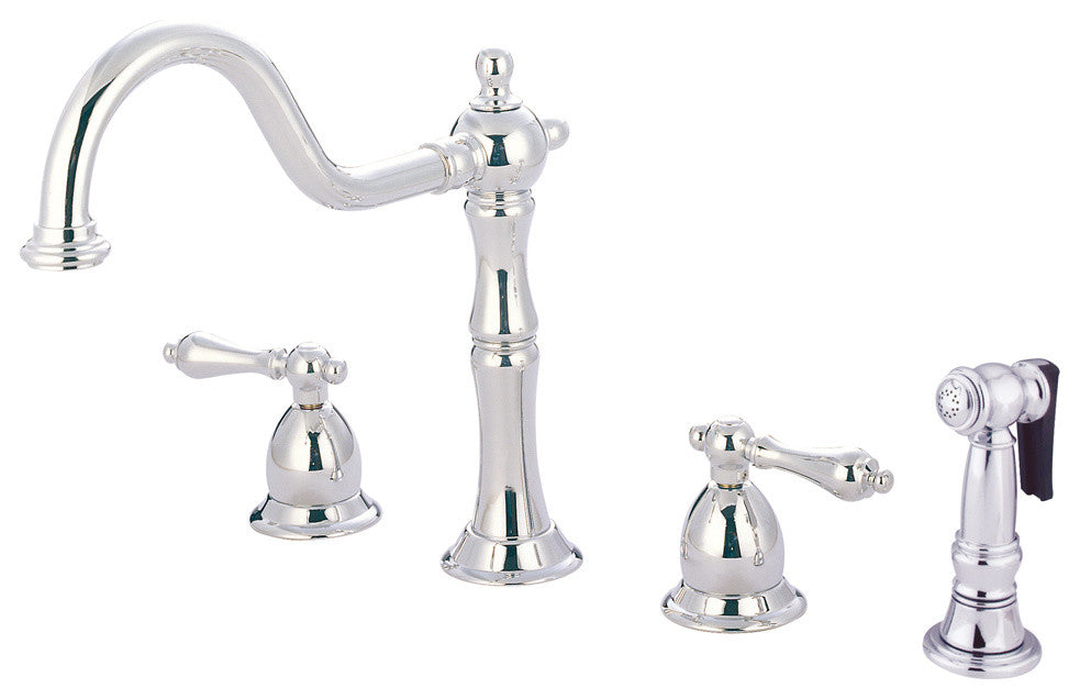Polished Chrome Double Handle Kitchen Faucet with Brass Side Sprayer KS1751ALBS