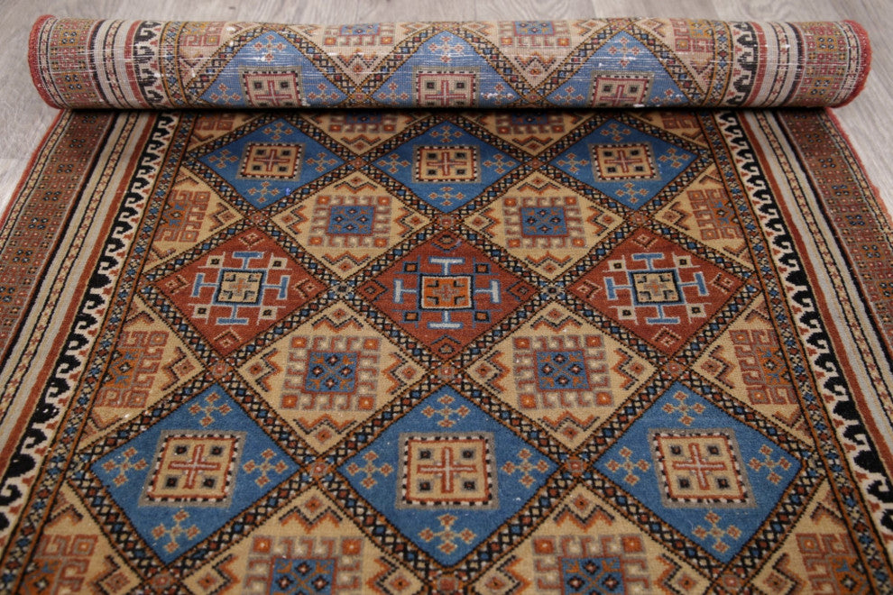Consigned, Handmade Oriental Vintage Traditional Persian Area Rug, Beige, 3x5