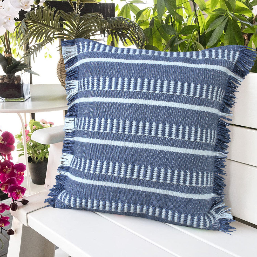 Dash Geometric Indoor Outdoor Throw Pillow, Navy Blue