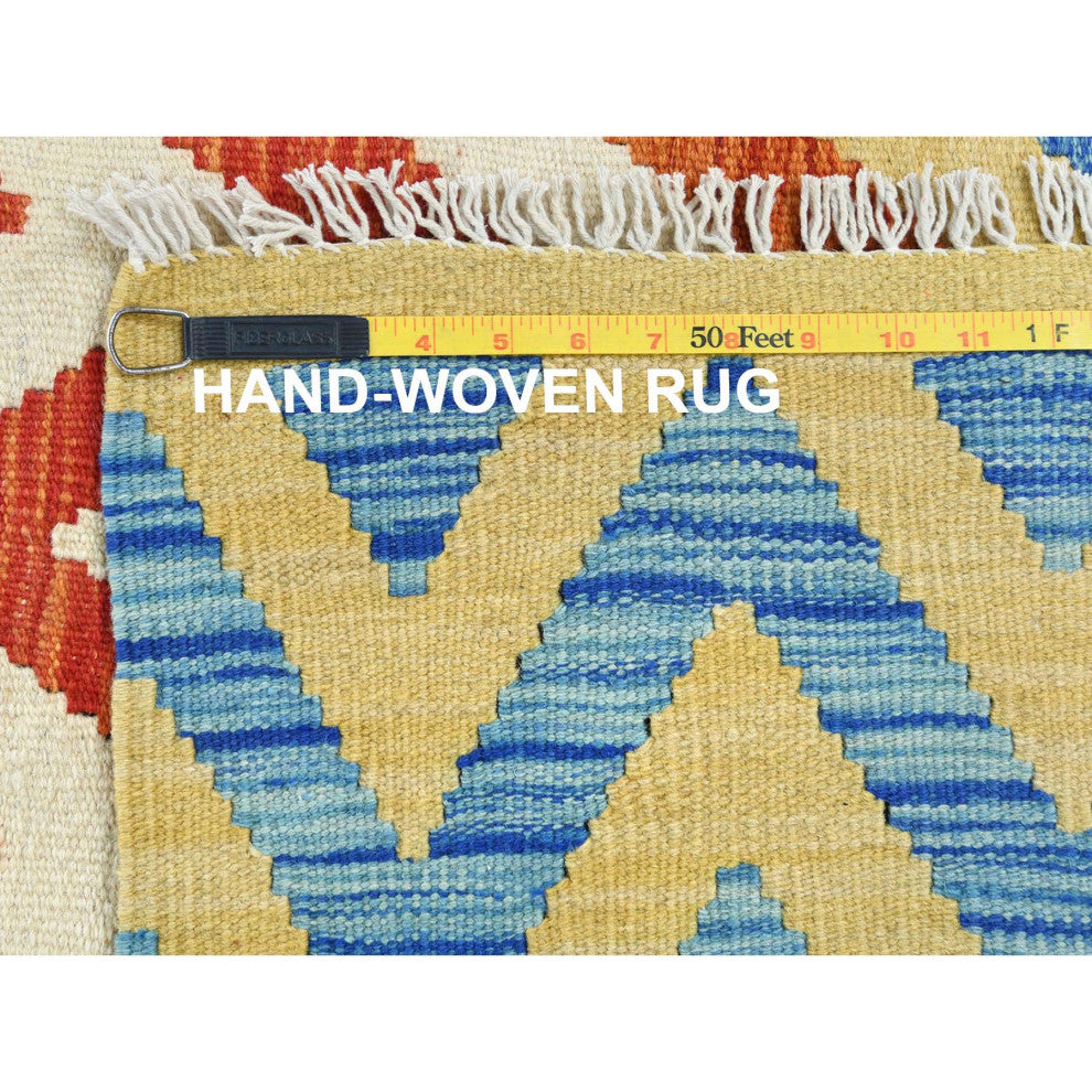 Colorful, Afghan Kilim Flat Weave, Organic Wool Hand Woven Rug, 6'6"x9'3"
