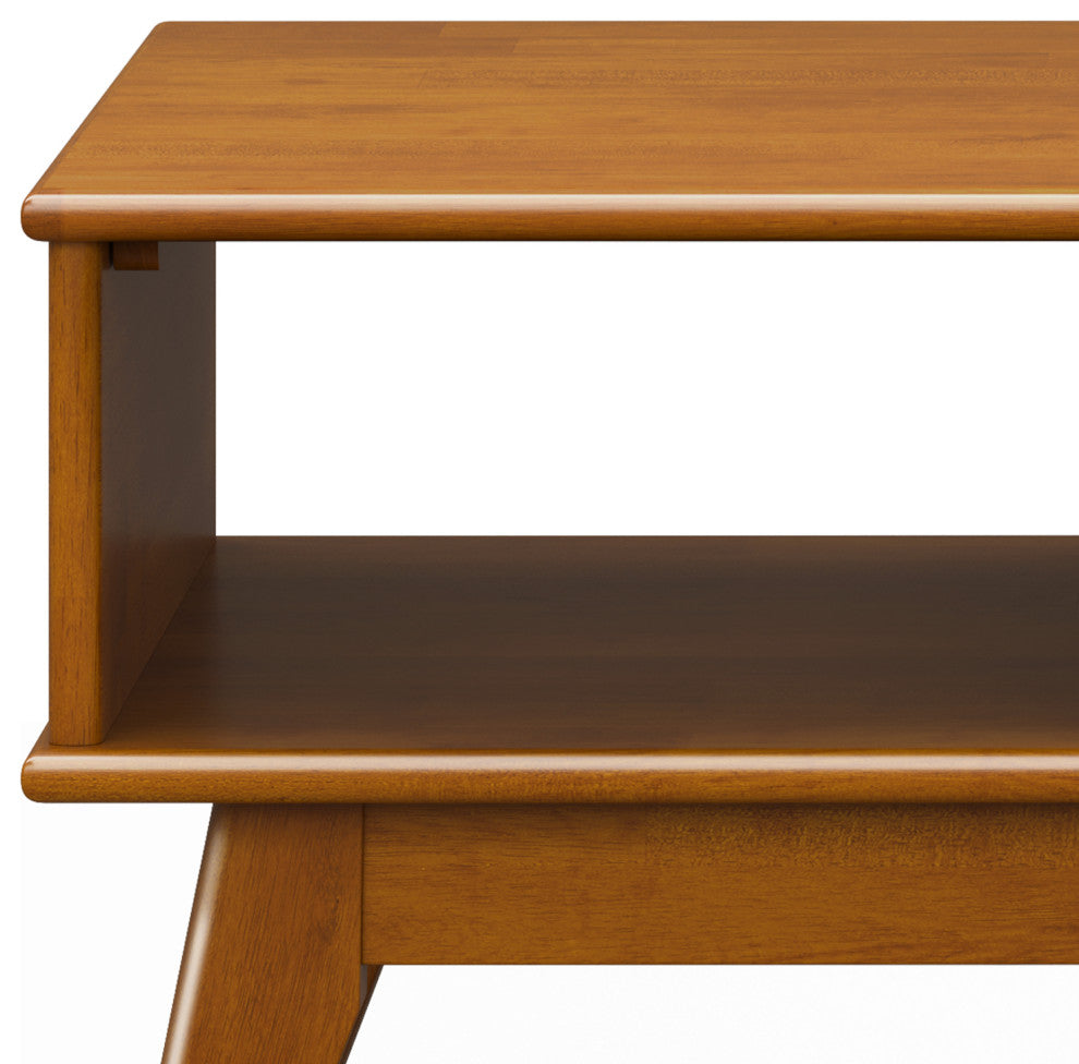 Draper Solid Hardwood Lift Top Coffee Table, Teak Brown