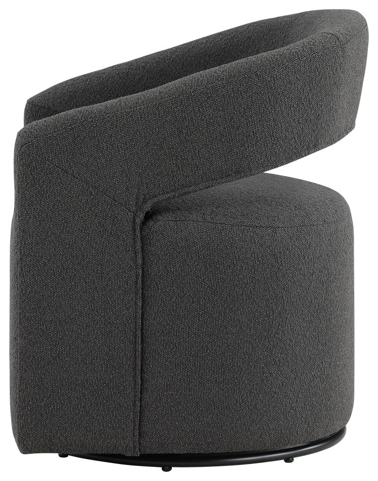 Mindy Boho Boucle Upholstered Swivel Accent Barrel Chair, Gray