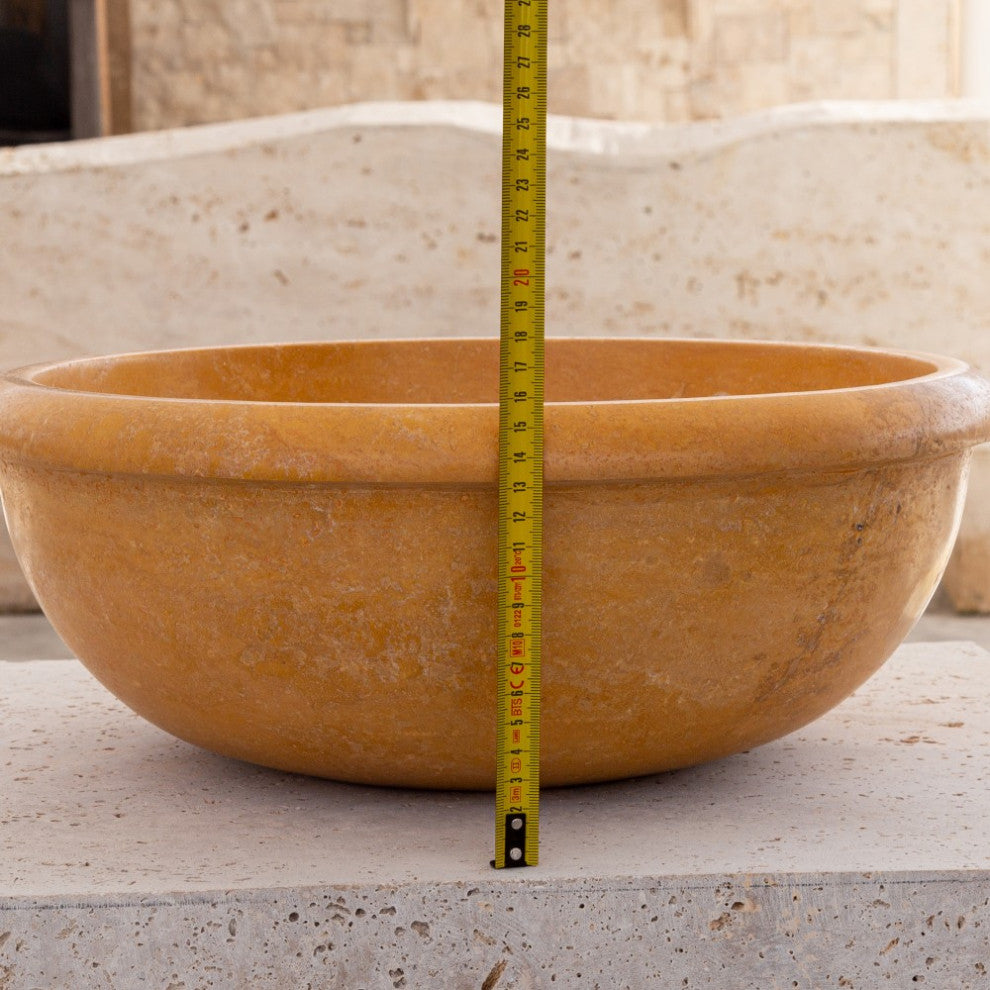 Natural Golden Sienna Natural Stone Vessel Sink Honed and Filled  (D)16" (H)6"