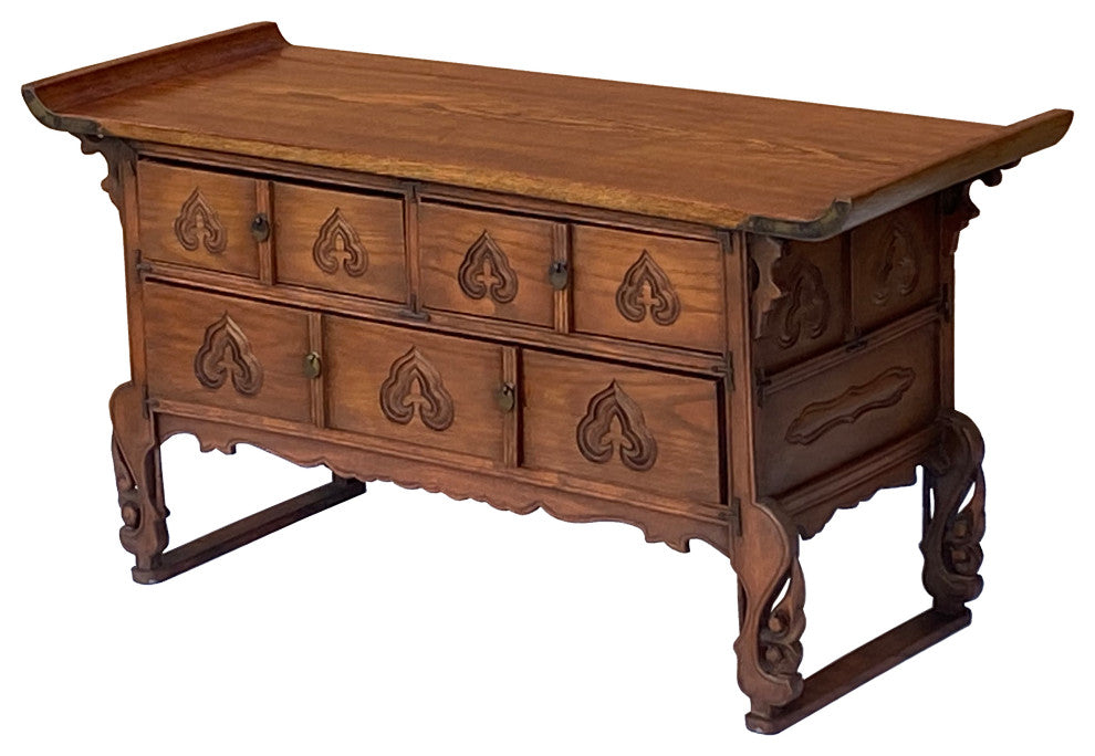 Oriental Asian Point Edge Chest of 3 Drawers Low Table Cabinet Hcs7294