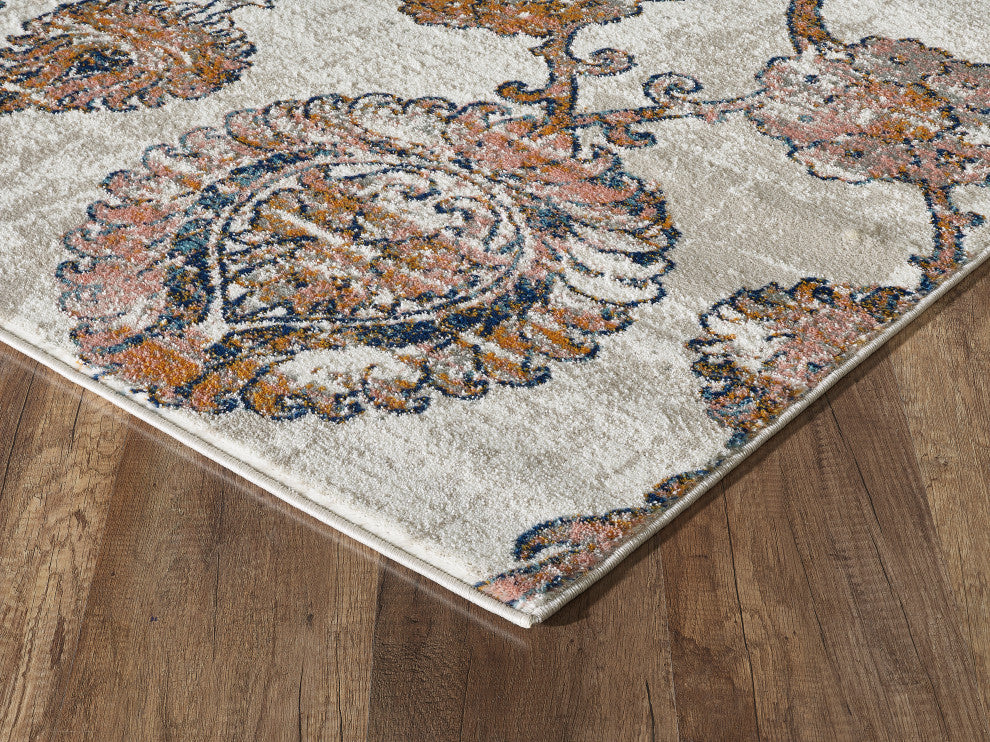 Abani Arto ART110A Bohemian Coral and Navy Medallion Area Rug
