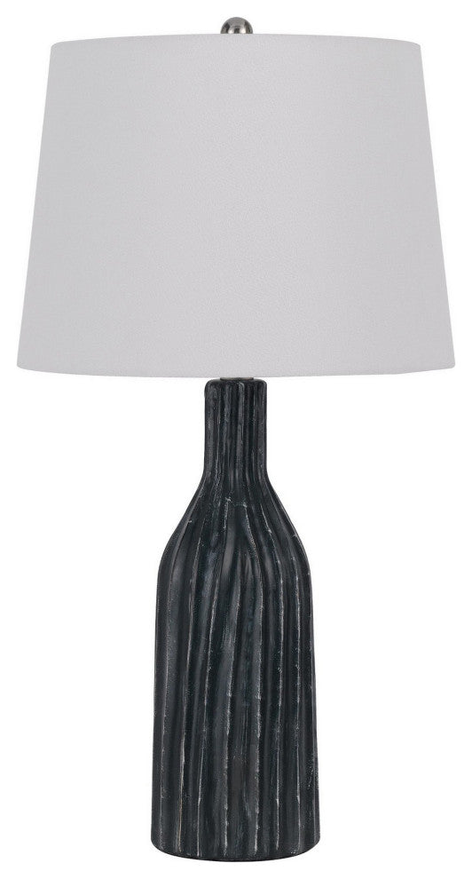 Benzara BM282182 25" Set of 2 Artisanal Ceramic Accent Table Lamp Fluted, Black