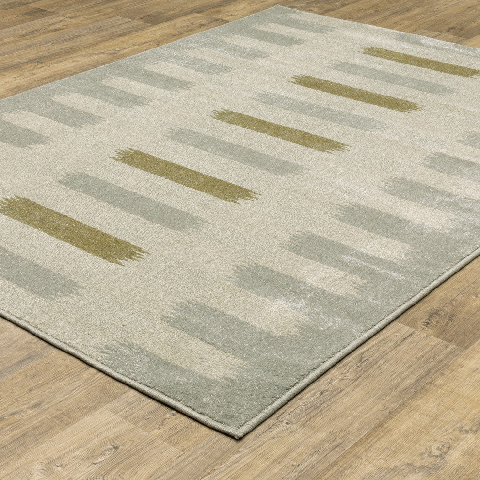Bastian Abstract Striped Beige/ Grey Indoor Area Rug, Beige, 9'10"x12'10"