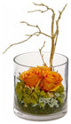 Nearly Natural Roses and Hydrangeas Artificial Arrangement, Orange Yellow