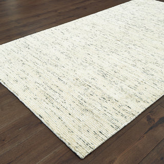 Liana Hand-Tufted Wool and Viscose Shaded Solid Ivory/Stone Rug, 5' x 8'
