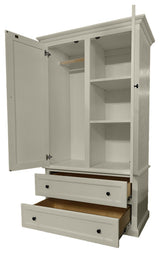 Modern Oak Extra Wide Wooden Wardrobe With Shutter Doors, Soft White