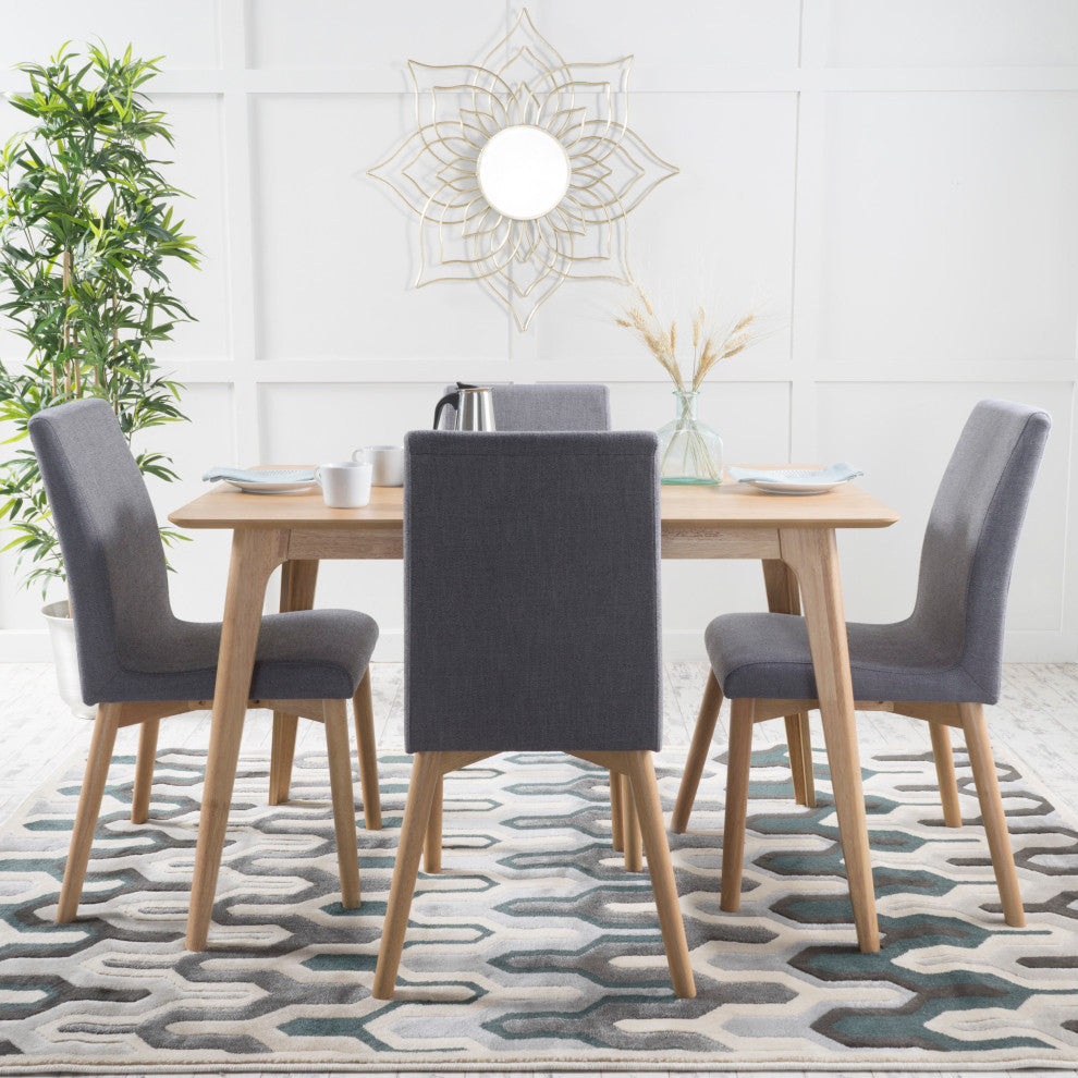 GDF Studio Katherine Mid-Century Modern 5 Piece Dining Set, Dark Gray and Natural Oak