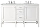 Addison 60" Double Vanity Cabinet, Glossy White, Ethereal Noctis, Three-Hole