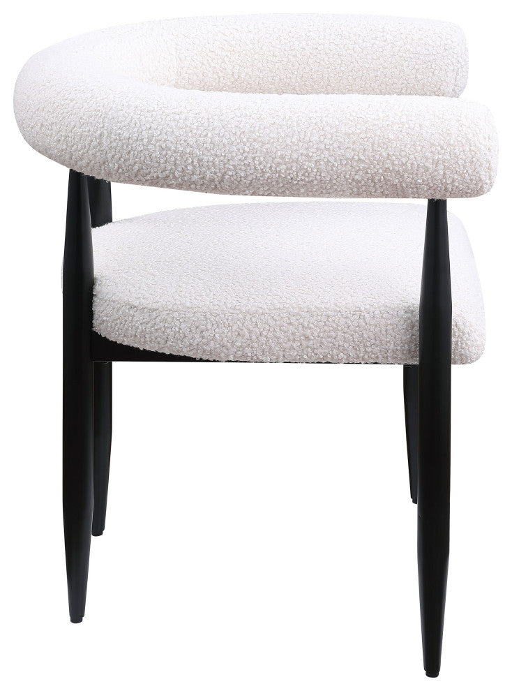 Dunmore Boucle Upholstered Dining Arm Chair Cream, Set of 2