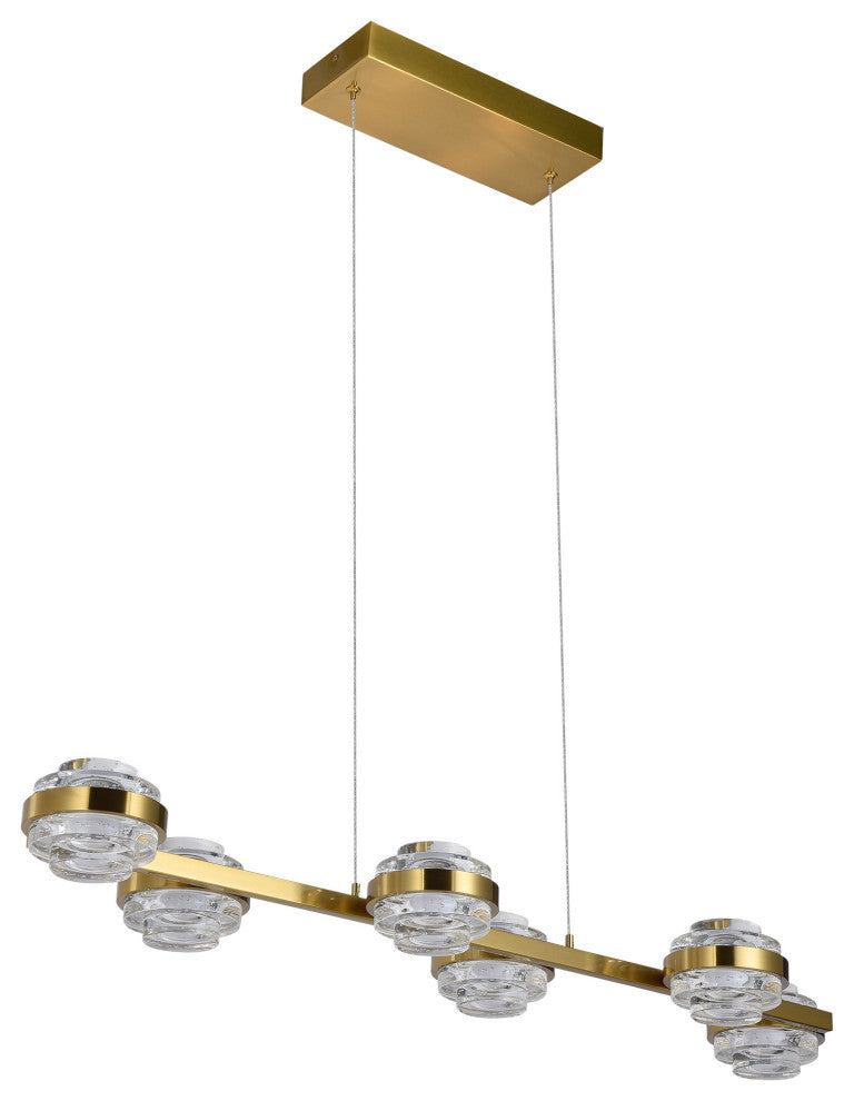 Milano 39" ETL Certified Integrated LED Adjustable Chandelier, Antique Brass