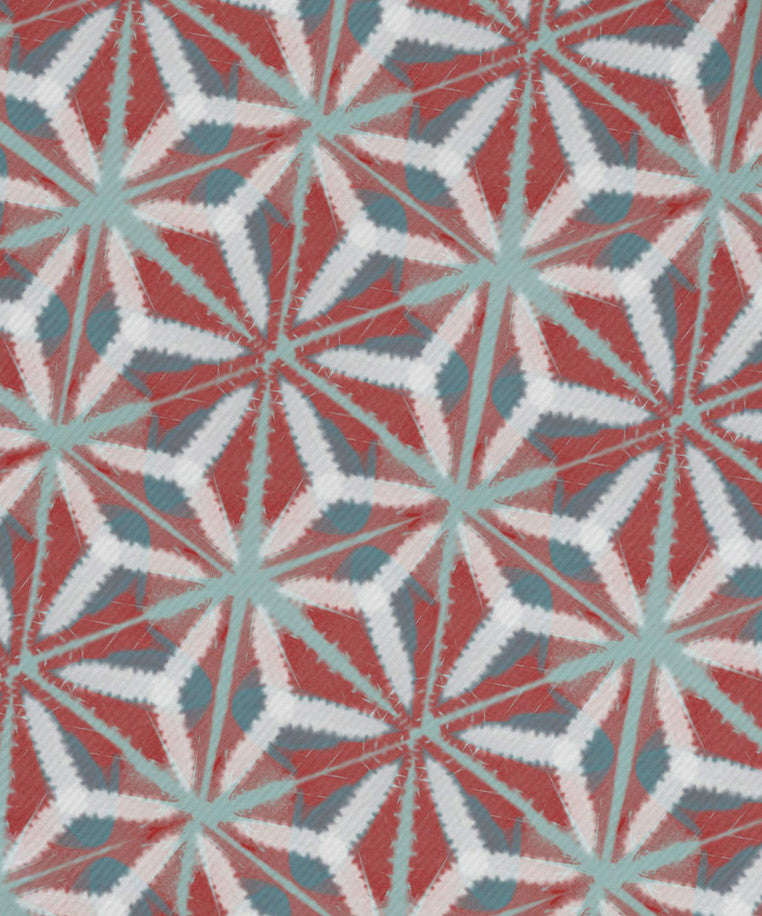 Water Mosaic, Geometric Print Napkin, Set of 4, Coral