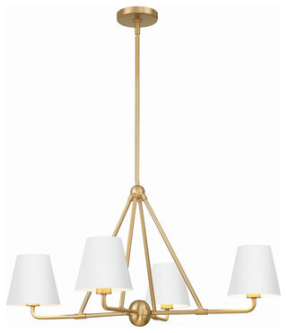 Xavier 4-Light Chandelier, Vibrant Gold/White