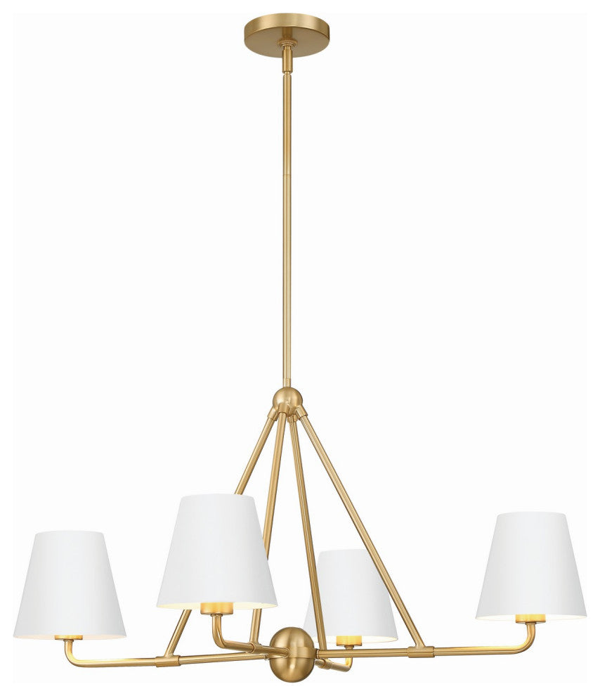 Xavier 4-Light Chandelier, Vibrant Gold/White