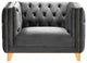 Michelle Fabric Upholstered Chair, Gold Iron Legs, Gray, Velvet, Chair