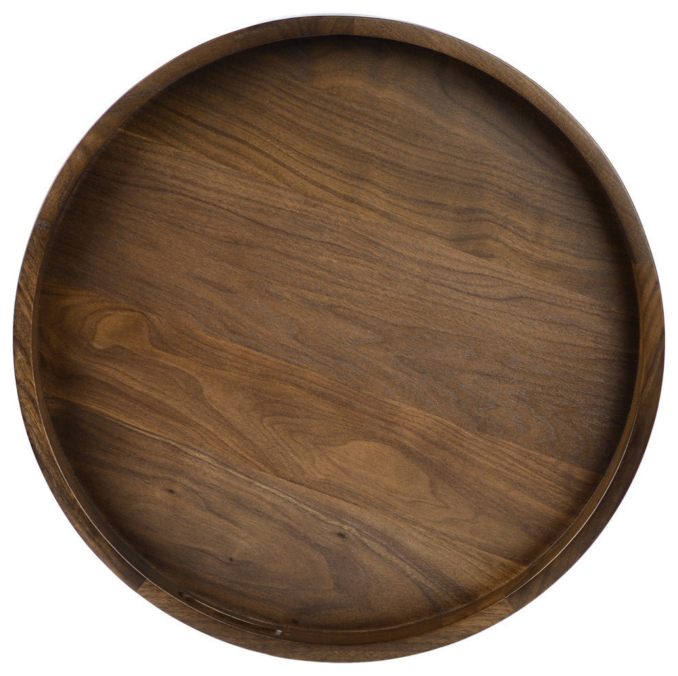 Round Black Walnut Solid Wood Tray Ottoman Tray, 24inch