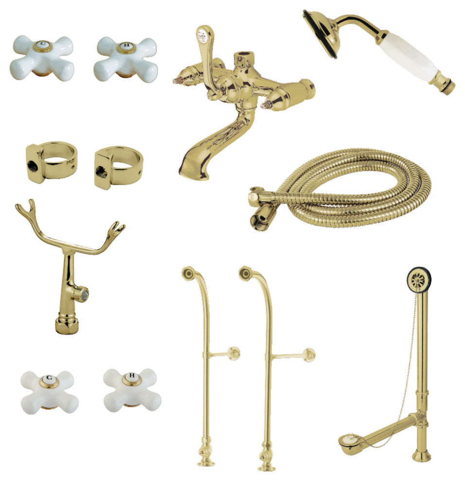 CCK5172PX Freestanding Clawfoot Tub Faucet Combo, Polished Brass