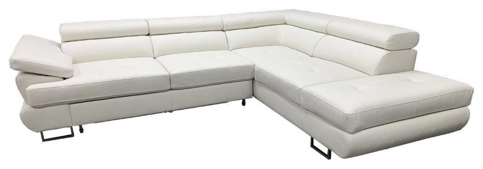 LUTON Leather Sectional Sleeper Sofa, Right Corner