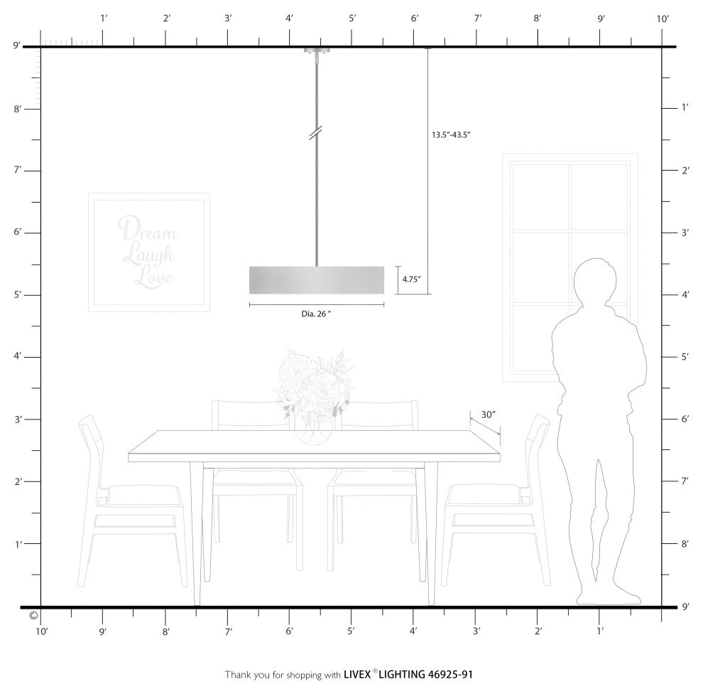 Livex Lighting Venlo 5 Light Brushed Nickel Drum Pendant