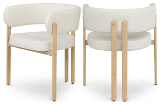 Gideon Black Faux Leather Dining Chair (Set of 2), Cream, Natural Finish