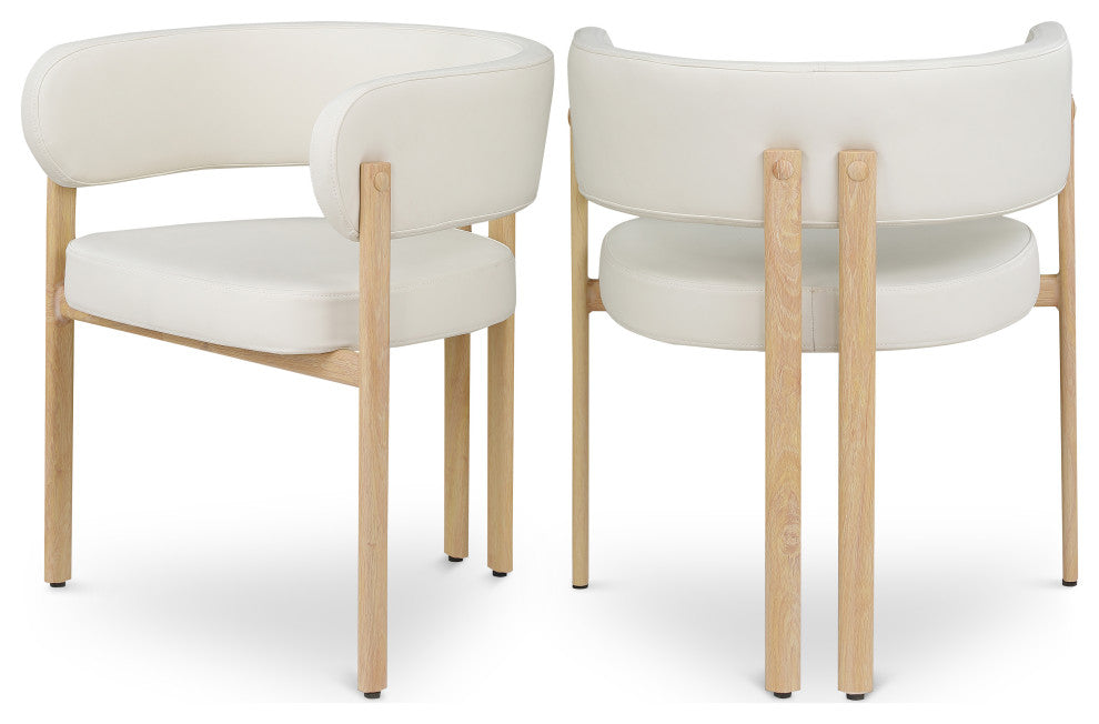 Gideon Black Faux Leather Dining Chair (Set of 2), Cream, Natural Finish