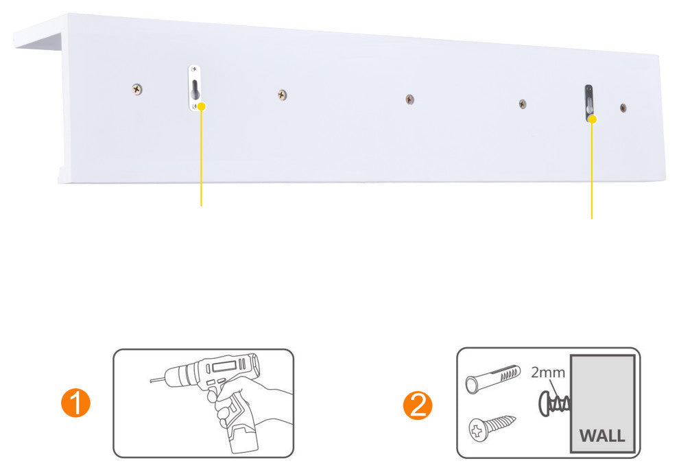 Danya B. 24" Wall Mount Wooden Coat Rack With Hooks and Display Shelf White
