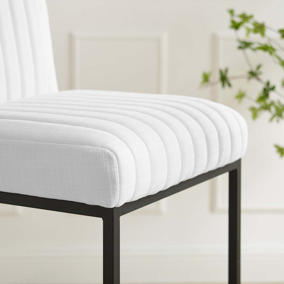Tufted Bar Stool Chair Barstool, Fabric, Metal, White, Modern, Bar Pub Bistro