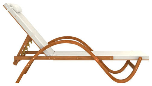 vidaXL Sun Lounger Chair with Pillow White Textilene and Solid Wood Poplar