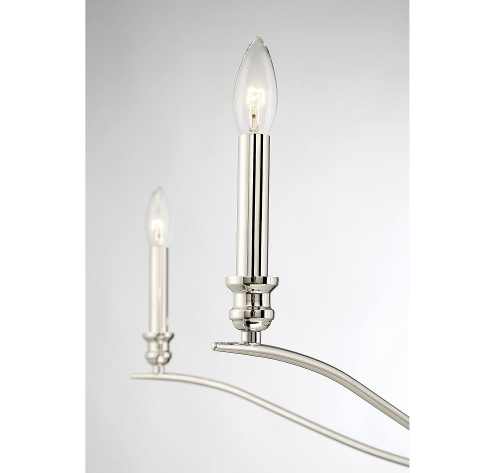 5-Light Chandelier, Matte Black, Polished Nickel