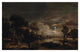 "Moonlit Landscap, New Amstel River and Castle Kostverloren" Paper Art, 32"x21"
