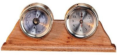 Brass Quartz Clock and Barometer Weather Station