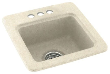 Swan 15x15x6 Solid Surface Drop Bar Sink, 3-Holes, Pebble