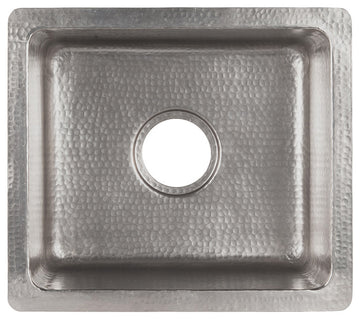 16" Gourmet Rectangular Hammered Copper Bar/Prep Sink in Nickel