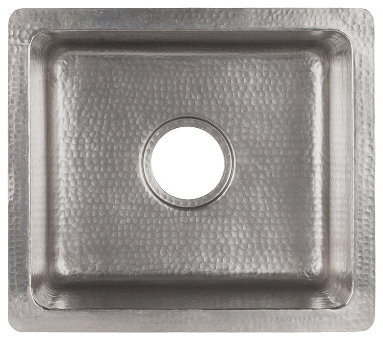 16" Gourmet Rectangular Hammered Copper Bar/Prep Sink in Nickel