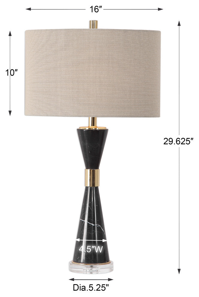 Uttermost Alastair Mid-Century Steel Marble & Fabric Table Lamp in Black