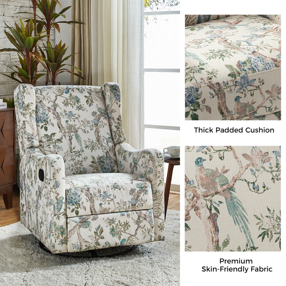 Manual Swivel Glider Recliner, Floral