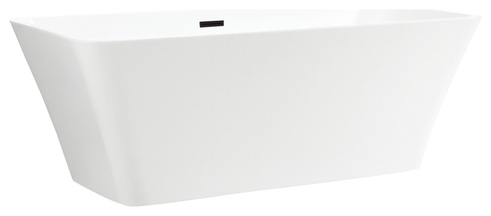 67" Acrylic Freestanding Soaking Bathtub, White/Oil Rubbed Bronze
