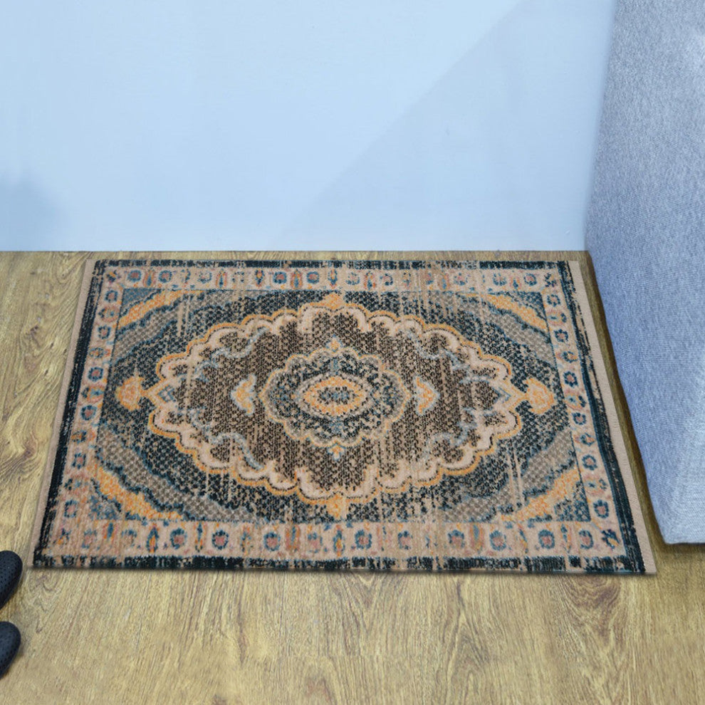 Machine Made Polyester Durable Indoor Outdoor Washable Oriental Pattern Footmat