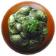 Leap Frog Wood Knob, Antique Brass, Cherry Wood Finish, Pewter Hand Tinted