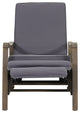 Sadlier Outdoor Acacia Wood Recliner Chair, Cushions, Set of 2, Dark Gray/Gray