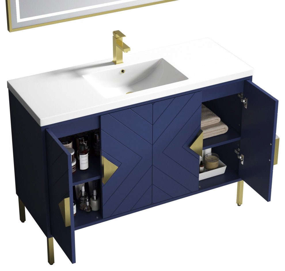 48" Tennant Brand Modern Style Navy Blue Eileen Bathroom Sink Vanity