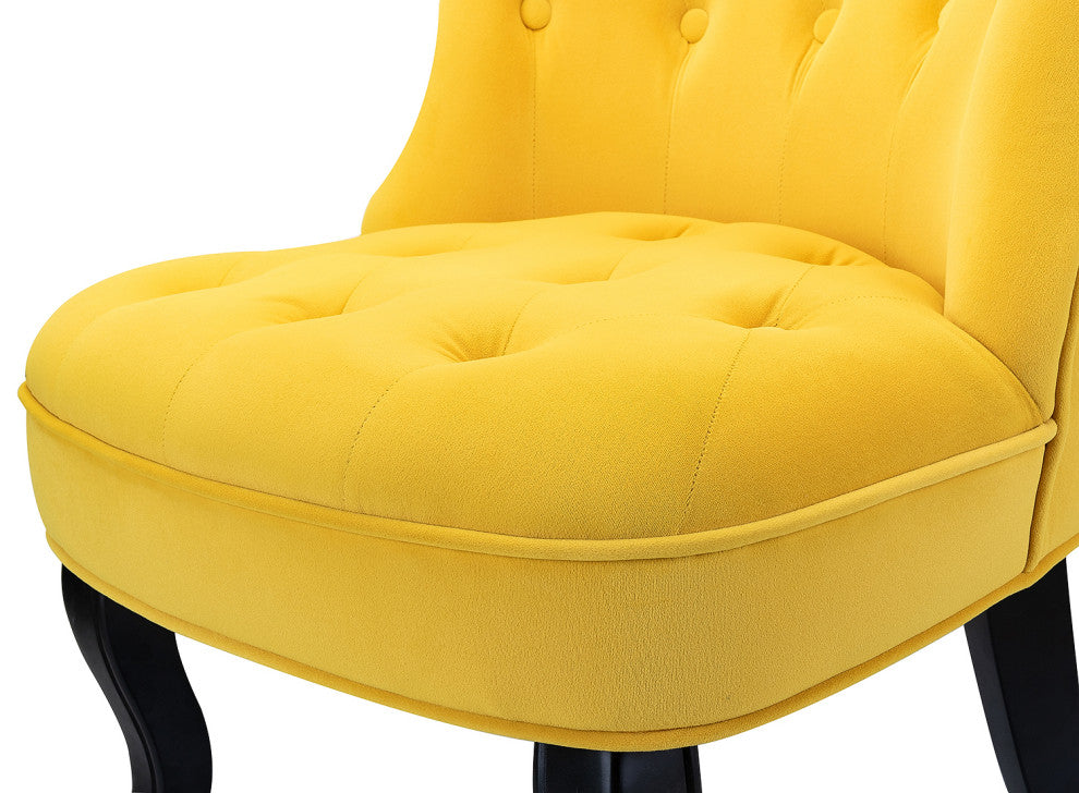 Jane Uphlostered Ottoman Accent Chair, Yellow